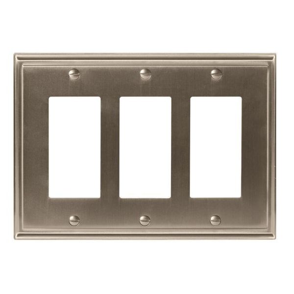 Mulholland 3 Rocker Wall Plates, Number of Gangs: 3 Zinc, Satin Nickel Finish