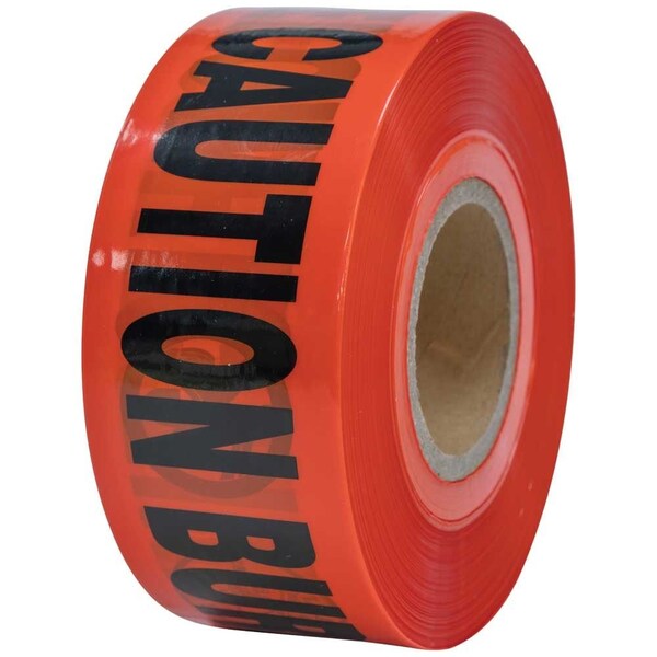 Caution Tape, Barricade, CAUTION-BURIED ELECTRIC LINE, Red, 1000-Foot