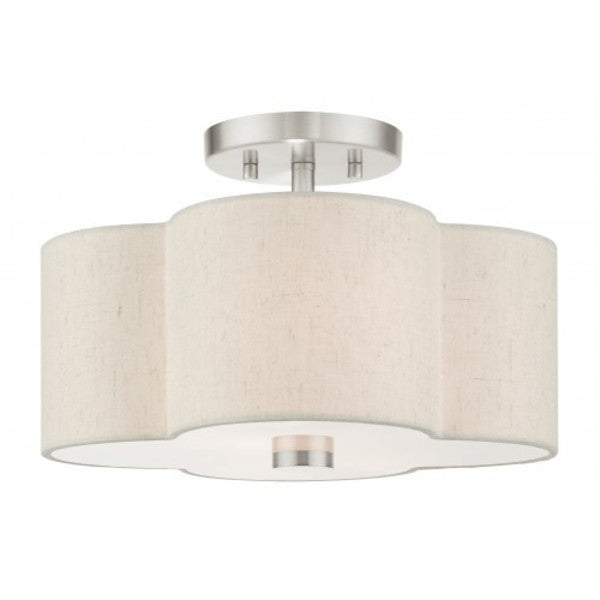 Brushed Nickel Semi Flush, 2 Light