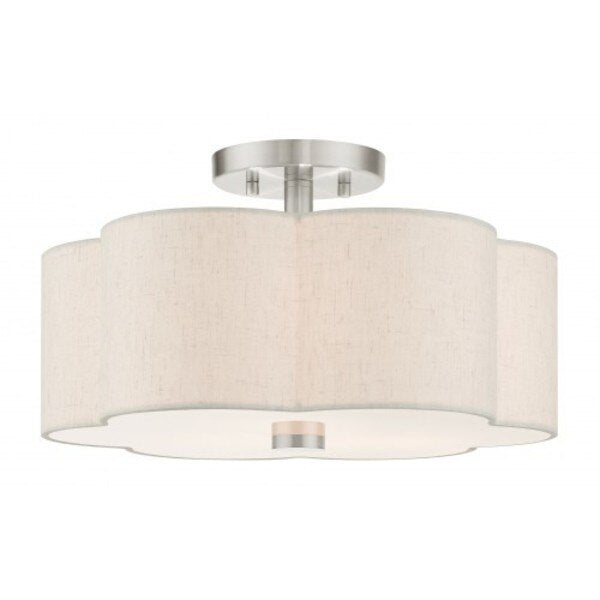 Brushed Nickel Semi Flush, 3 Light