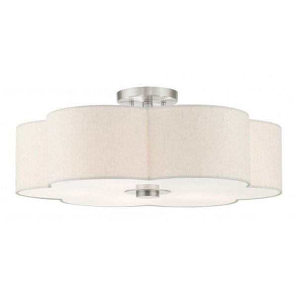 Brushed Nickel Semi Flush, 5 Light
