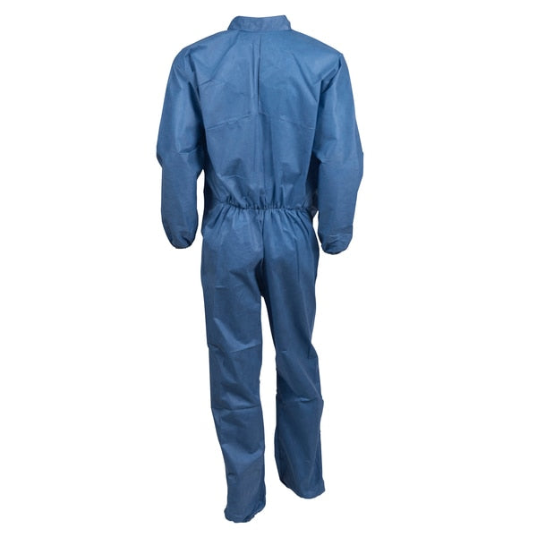 Collared Disposable Coveralls, 24 PK, Blue, SMMMS, Zipper