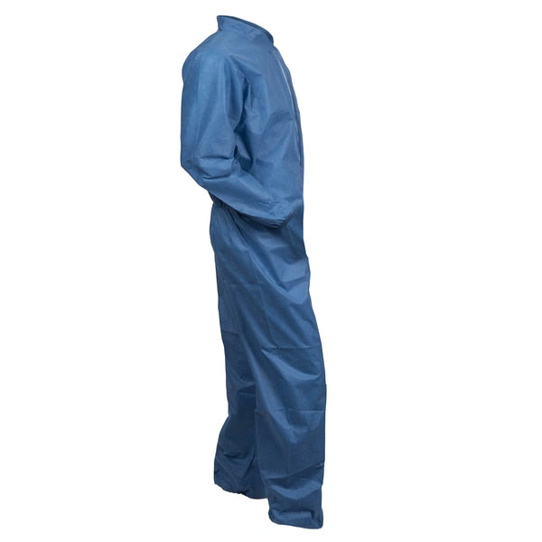 Collared Disposable Coveralls, 24 PK, Blue, SMMMS, Zipper