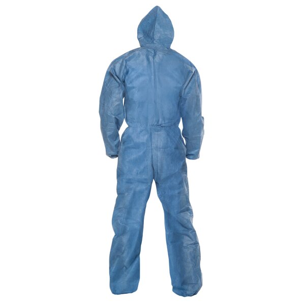 Hooded Disposable Coverall, 24 PK, Blue, SMMMS, Zipper