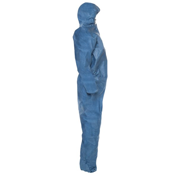 Hooded Disposable Coverall, 24 PK, Blue, SMMMS, Zipper