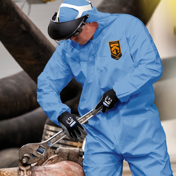 Hooded Disposable Coverall, 24 PK, Blue, SMMMS, Zipper