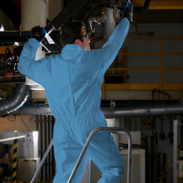 Hooded Disposable Coverall, 24 PK, Blue, SMMMS, Zipper