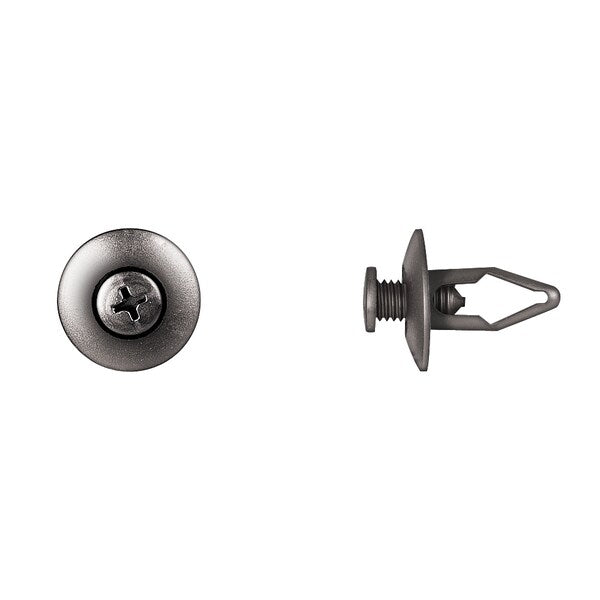 Push-In Rivet, Dome Head, 8 mm Dia., 18 mm L, Nylon Body, 25 PK