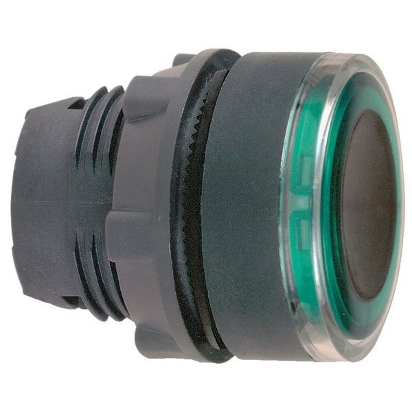 Green flush illuminated pushbutton head