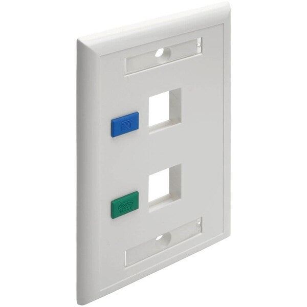 Keystone Face Plate, 2-Port Dual Outlet