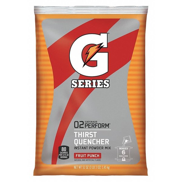G Series, Thirst Quencher Sports Drink Mix, Powder, Fruit Punch, 6 Gal Yield Per 51 oz Pk, 1 Pack