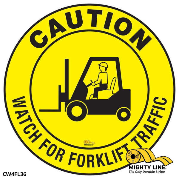 Caution Watch For Forklift Traffic, Floor, CW4FL36