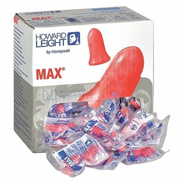 MAX-1 Disposable Foam Uncorded Earplugs, Bell Shape, 33 dB NRR, Coral, 200 Pairs/Box