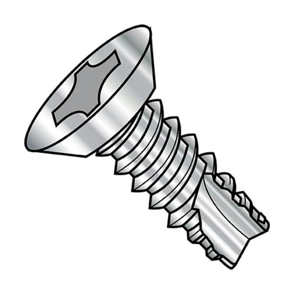 Thread Cutting Screw, #4-24 x 1/4 in, Plain 18-8 Stainless Steel Flat Head Phillips Drive, 5000 PK