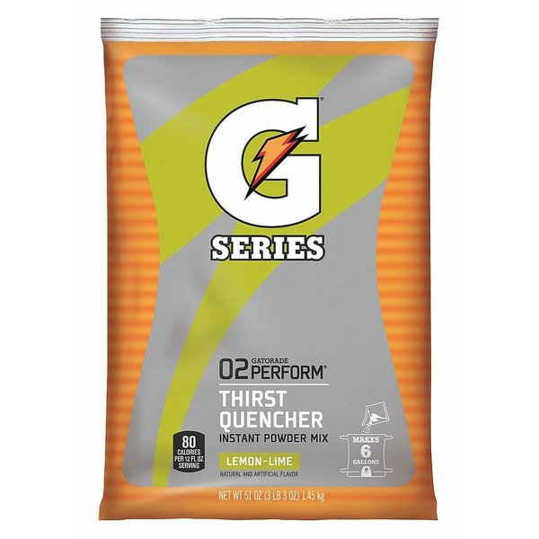 G Series, Thirst Quencher Sports Drink Mix, Powder, Lemon-Lime, 6 Gal Yield Per 51 oz Pk, 1 Pack