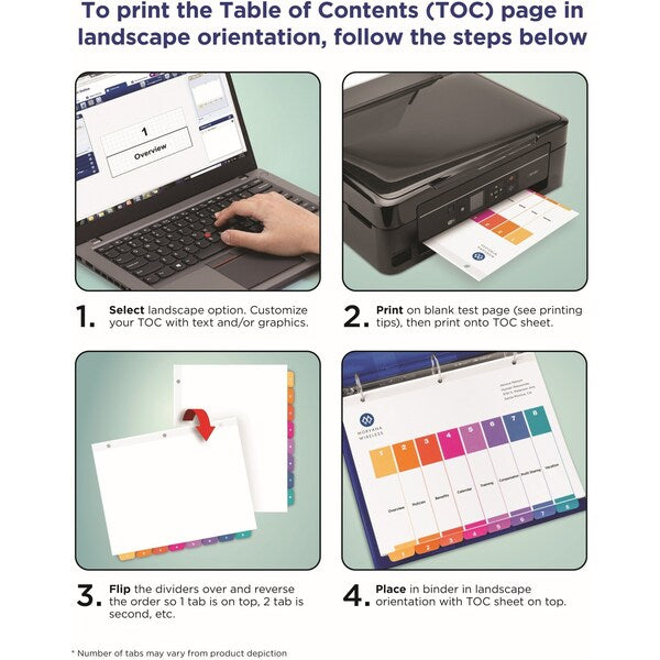 AveryÂ® Ready IndexÂ® Table of Contents Dividers 11131, 5-Tab Set