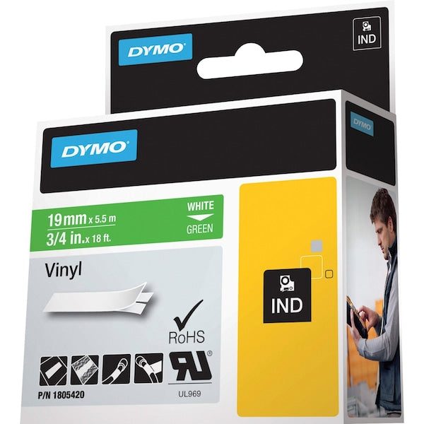Rhinoâ¢ Label Cartridge, White/Green, 18 ft. L