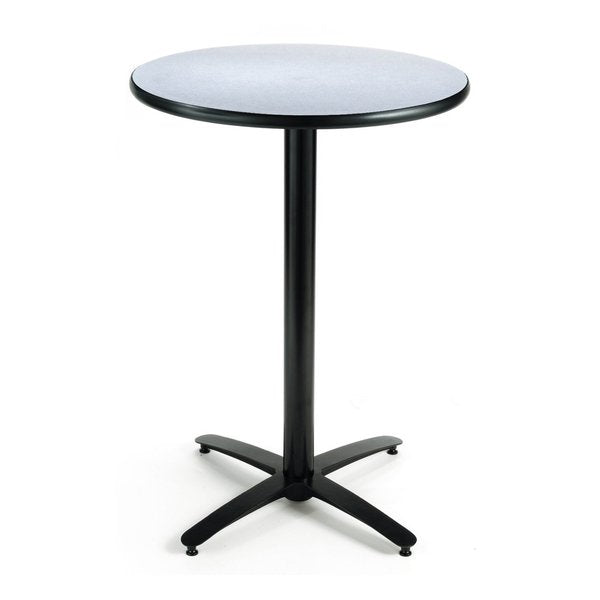 Round KFI 36in Grey Nebula Breakroom Table with Arched X Base, 42 W, 36 L, 42 H, Laminate Top, Grey