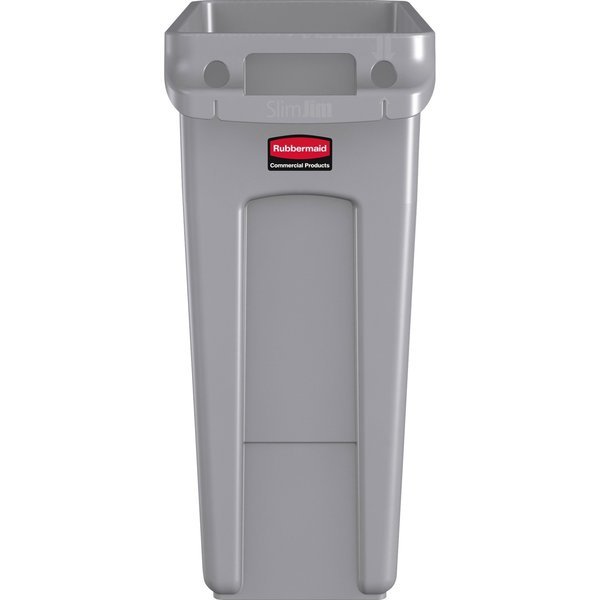 16 gal Rectangular Trash Can, Gray, 11 in Dia, None, High Quality Resin Blend