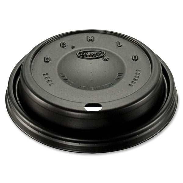 Lid for 12 to 24 oz. Hot Cup, Dome, Sip Through, Black, Pk1000
