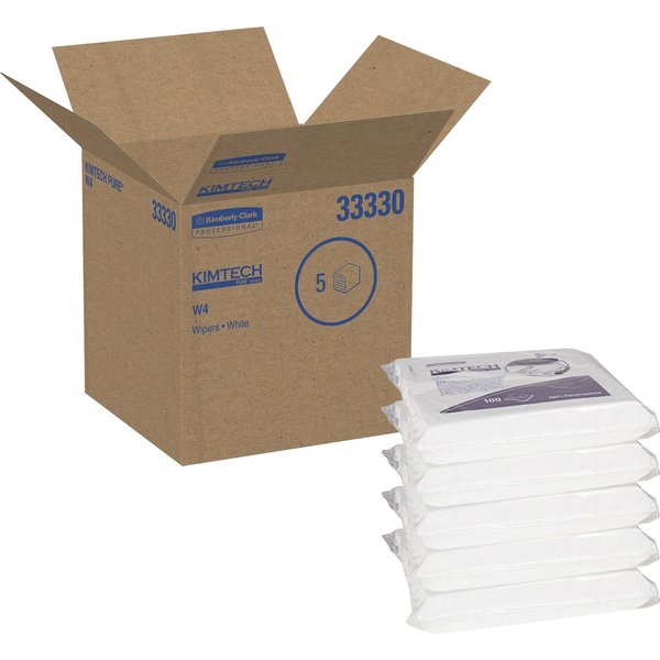 Dry Wipe, White, Soft Pack, Meltblown, Clean Rooms and Food Processing, 5 PK, 100 Wipes, Unscented