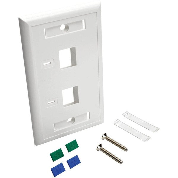 Keystone Face Plate, 2-Port Dual Outlet