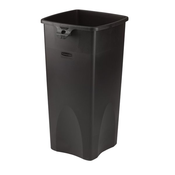 23 gal Square Trash Can, Black, 15 1/2 in Dia, None, Polyethylene
