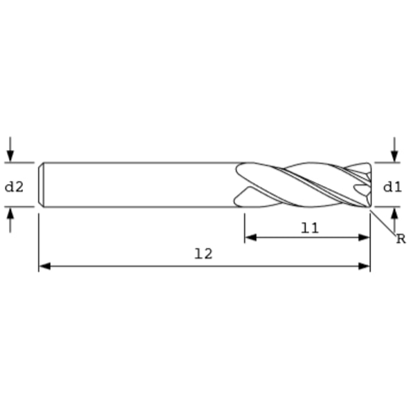 End Mill, STD, RD, 45Hlx, 5FL, 1