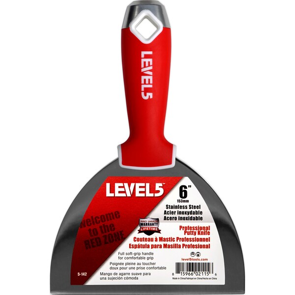 Putty Knife, SS, Soft Grip, 6