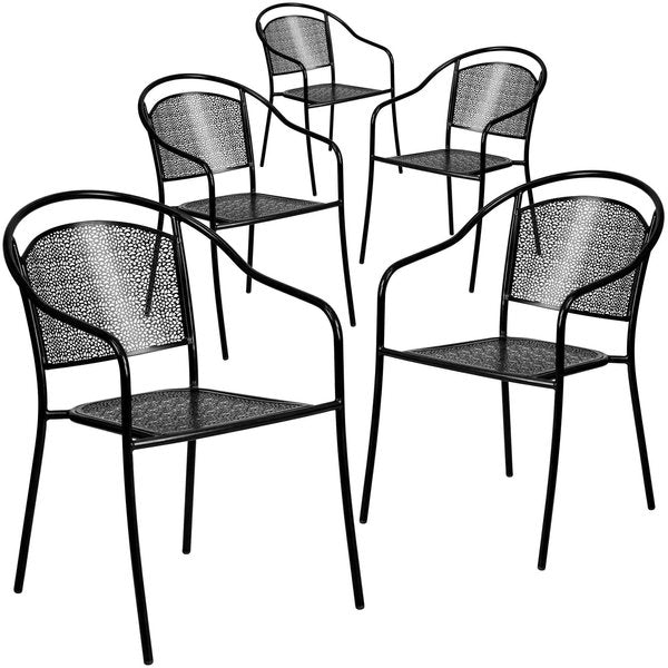 5 Pack Black Steel Patio Arm Chair with Round Back