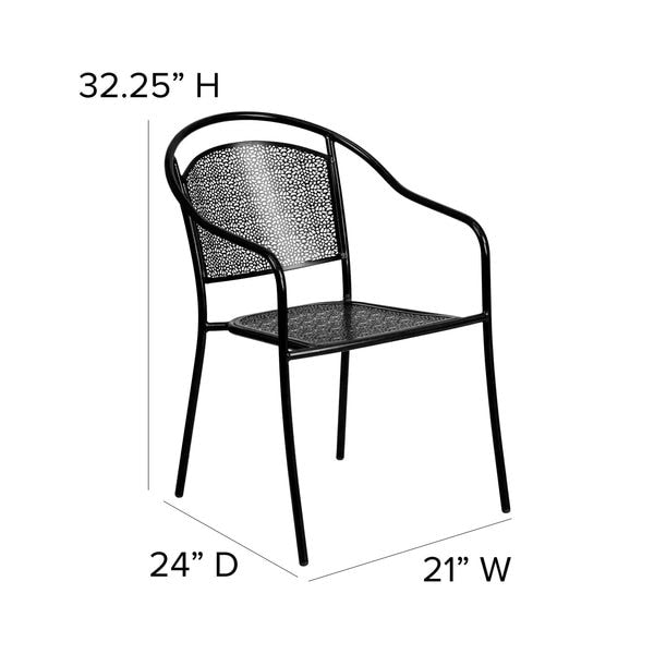 5 Pack Black Steel Patio Arm Chair with Round Back