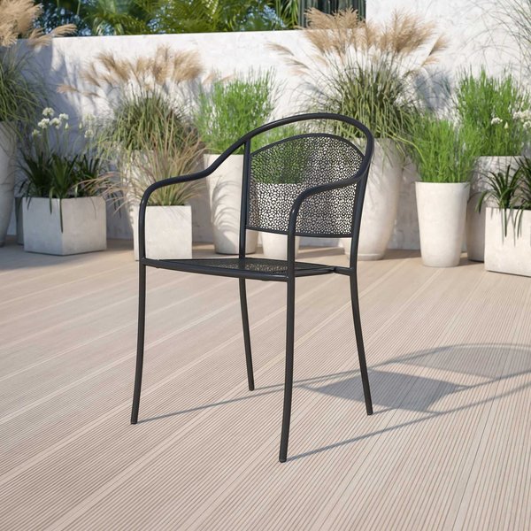5 Pack Black Steel Patio Arm Chair with Round Back