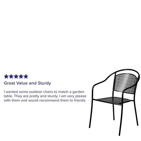 5 Pack Black Steel Patio Arm Chair with Round Back