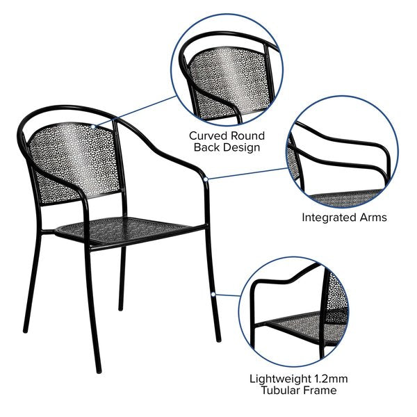5 Pack Black Steel Patio Arm Chair with Round Back