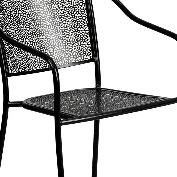 5 Pack Black Steel Patio Arm Chair with Round Back