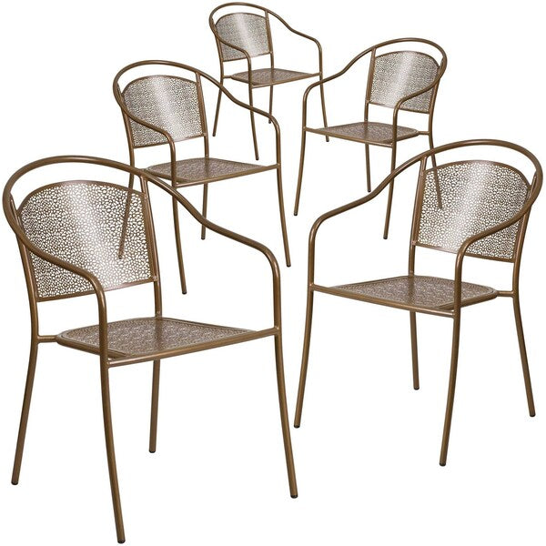 5 Pack Gold Steel Patio Arm Chair with Round Back