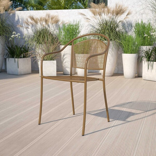 5 Pack Gold Steel Patio Arm Chair with Round Back