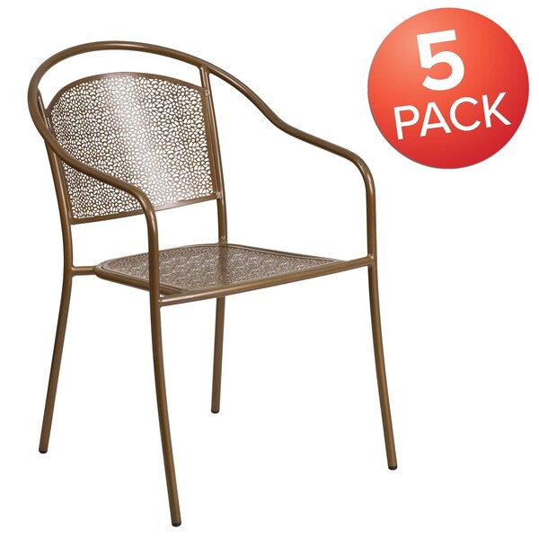 5 Pack Gold Steel Patio Arm Chair with Round Back