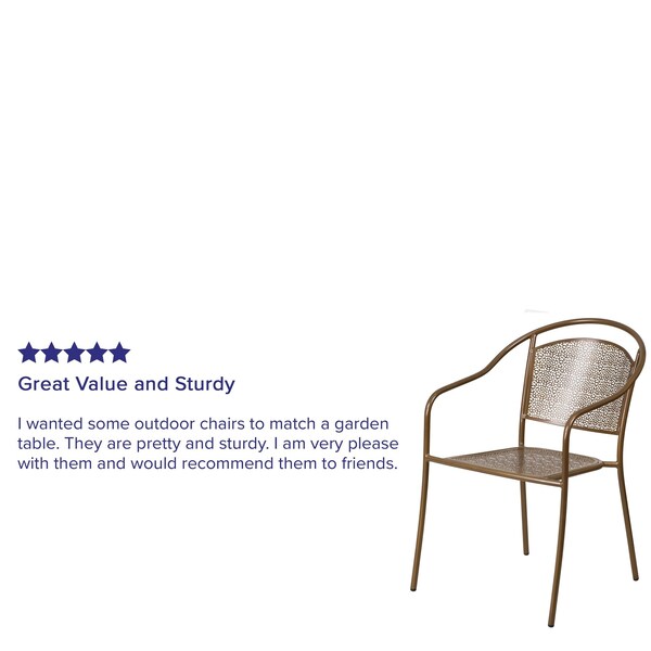 5 Pack Gold Steel Patio Arm Chair with Round Back