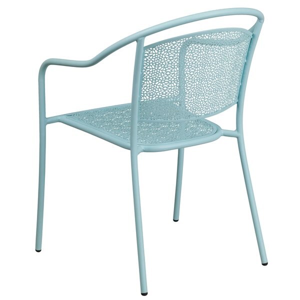 5PK Sky Blue Steel Patio Arm Chair with Round Back