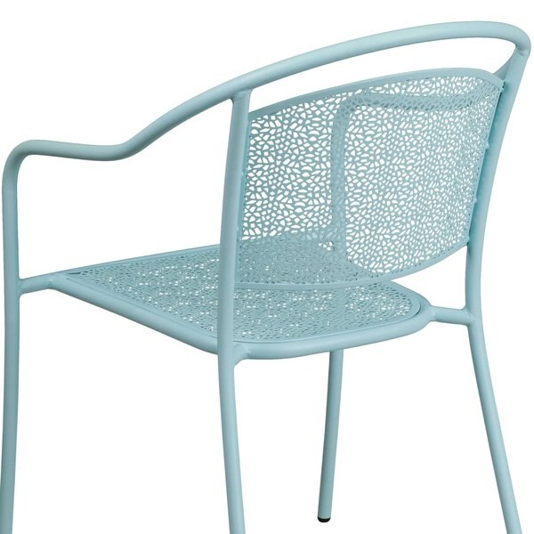 5PK Sky Blue Steel Patio Arm Chair with Round Back