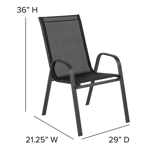 5 Pack Black Outdoor Stack Chair w/ Flex Material