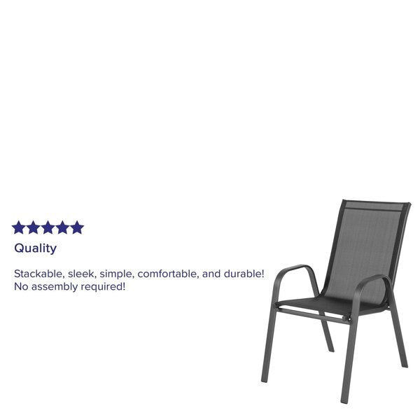 5 Pack Black Outdoor Stack Chair w/ Flex Material