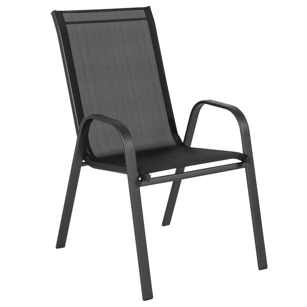 5 Pack Black Outdoor Stack Chair w/ Flex Material
