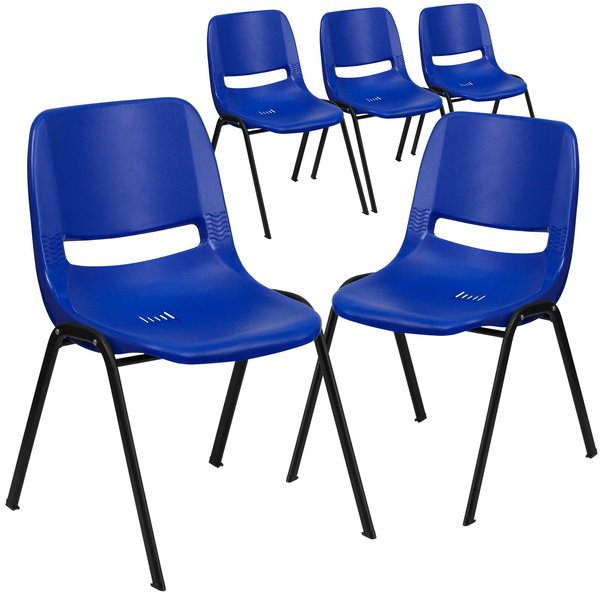 Navy Stack Chair-Black Frame