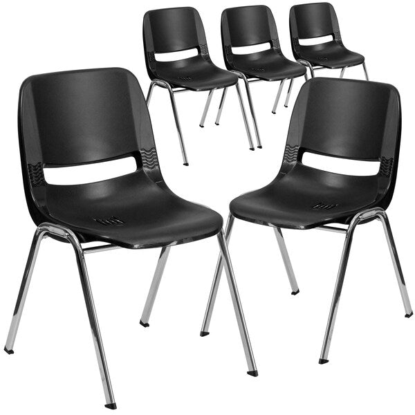 Black Stack Chair-Chrome Frame