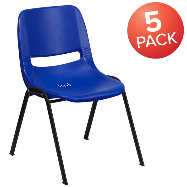 Navy Stack Chair-Black Frame