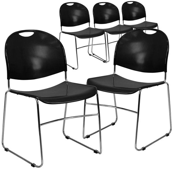 Black Stack Chair-Chrome Frame