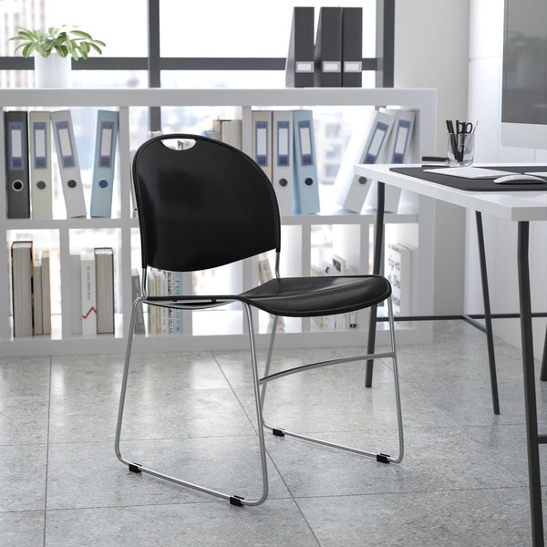 Black Stack Chair-Chrome Frame