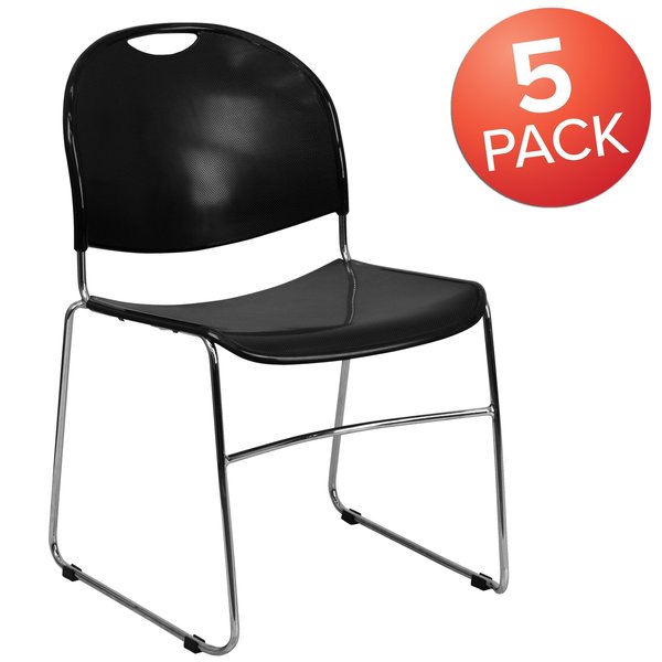 Black Stack Chair-Chrome Frame